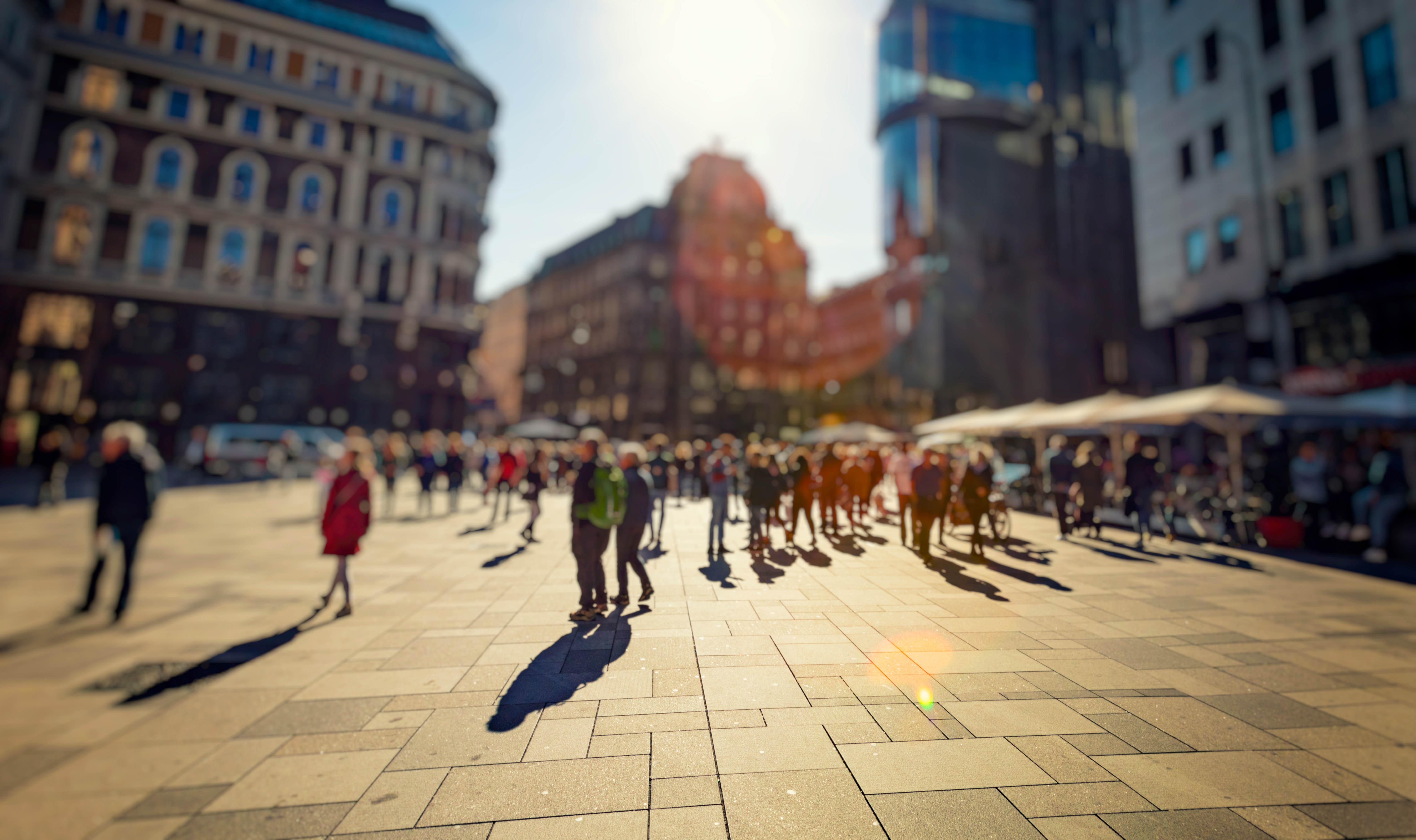 People in an European square